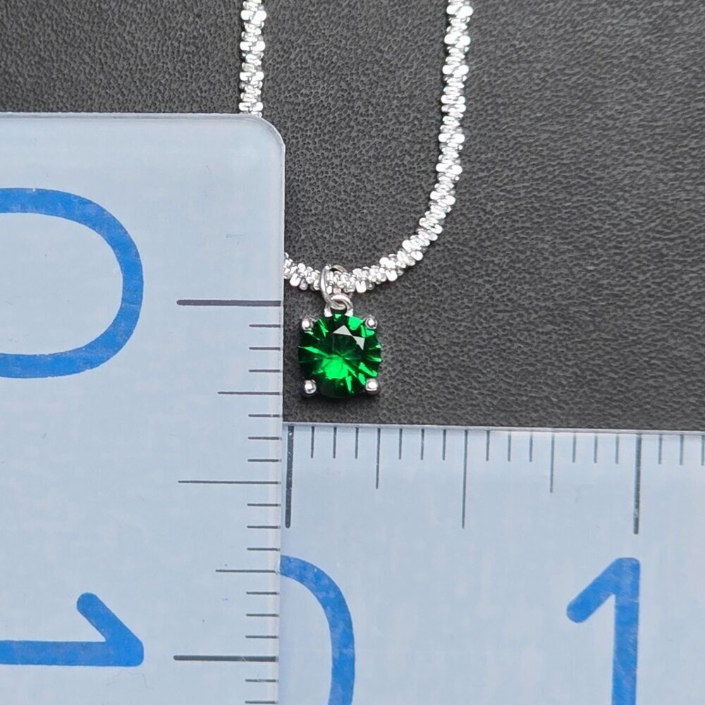 Sterling Silver Necklace‎ With Sparkling Green CZ Pendant (NWOT) - Picture 6 of 6